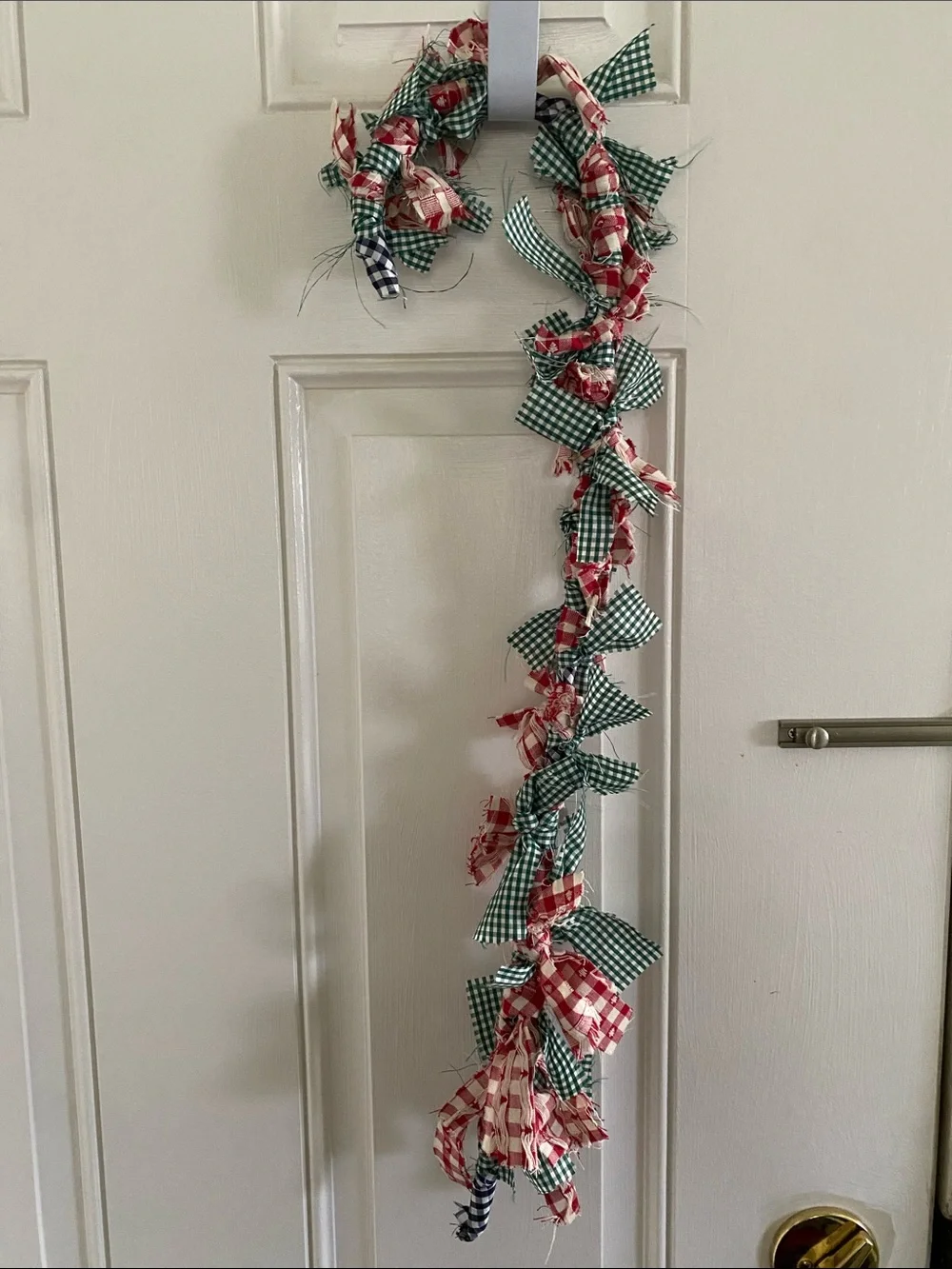 Christmas Red & Green Gingham Holiday Door Garland Candy Cane Shaped